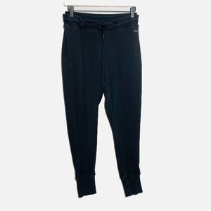 Gymshark black ribbed knit jogger pants gym workout elastic drawstring waist S